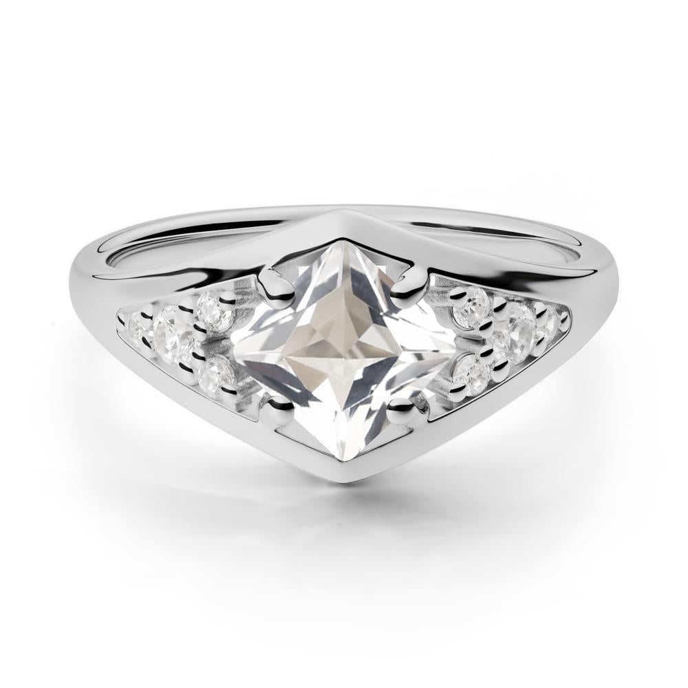 Princess Cut White Topaz Cluster Ring - LUO Jewelry #metal_platinum