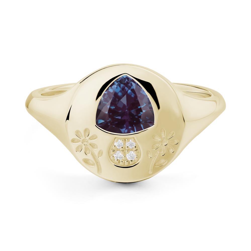 Trillion Cut Alexandrite Signet Ring - LUO Jewelry #metal_14k yellow gold