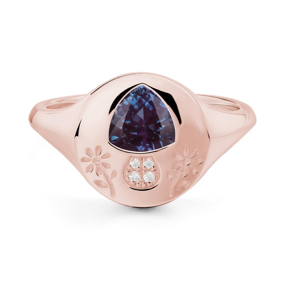 Trillion Cut Alexandrite Signet Ring - LUO Jewelry #metal_18k rose gold