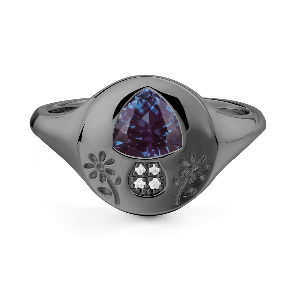 Trillion Cut Alexandrite Signet Ring - LUO Jewelry #metal_black finish sterling silver
