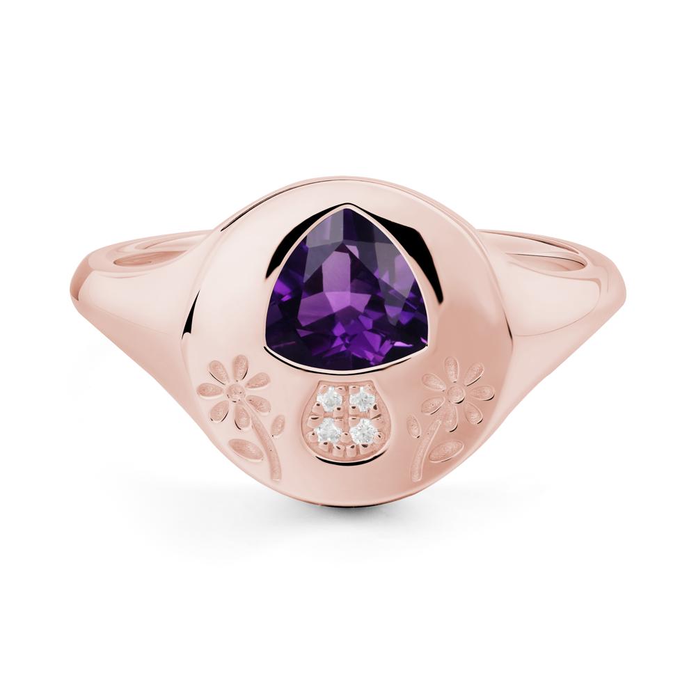 Trillion Cut Amethyst Signet Ring - LUO Jewelry #metal_18k rose gold