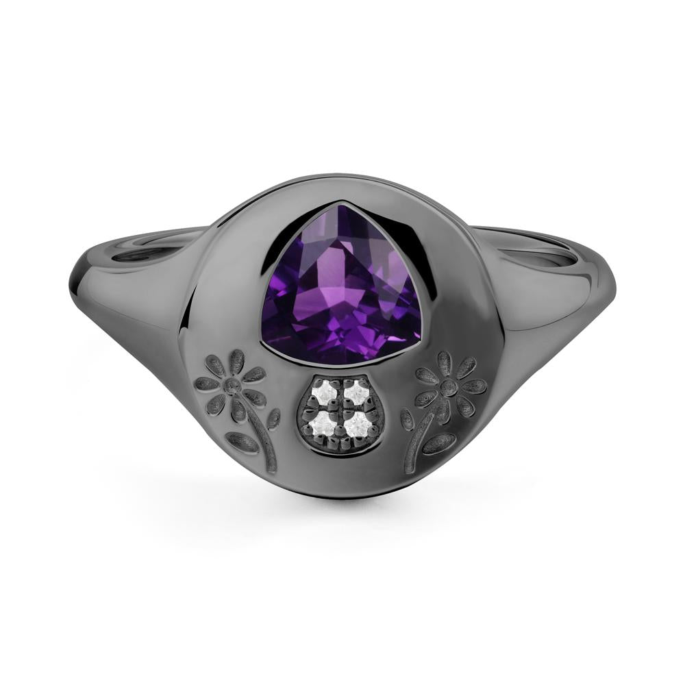 Trillion Cut Amethyst Signet Ring - LUO Jewelry #metal_black finish sterling silver