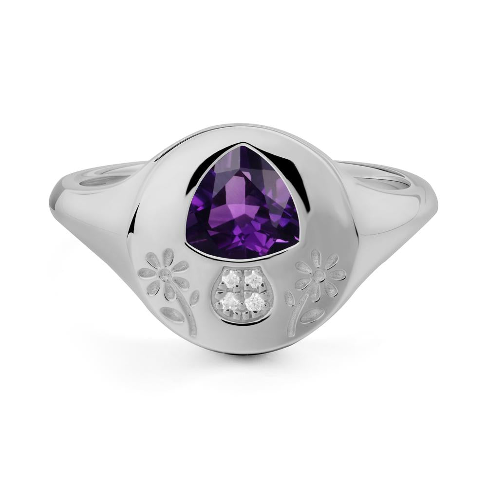 Trillion Cut Amethyst Signet Ring - LUO Jewelry #metal_platinum