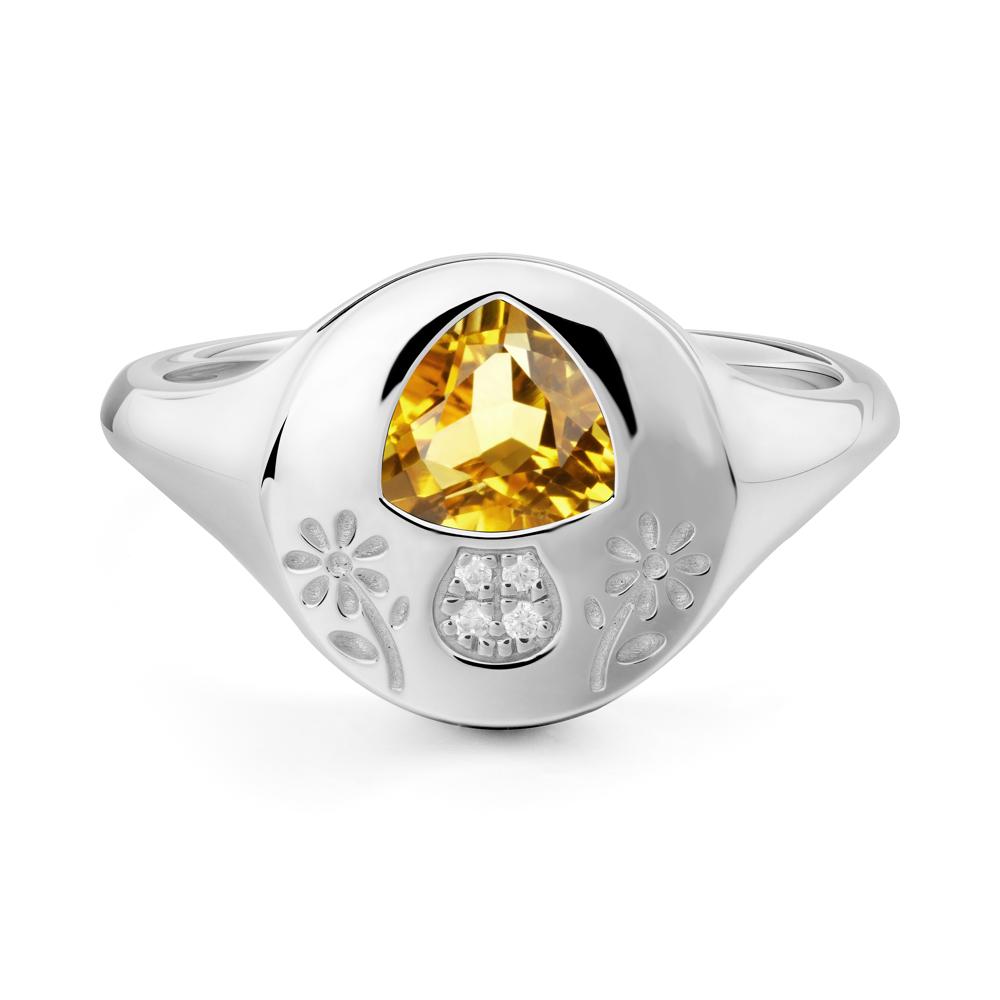 Bezel Set Citrine Signet Ring - LUO Jewelry #metal_14k white gold