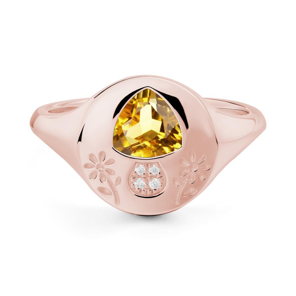 Bezel Set Citrine Signet Ring - LUO Jewelry #metal_18k rose gold