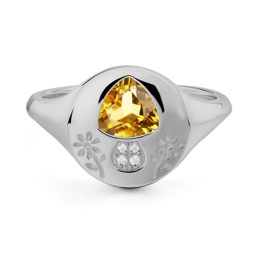 Bezel Set Citrine Signet Ring - LUO Jewelry #metal_platinum