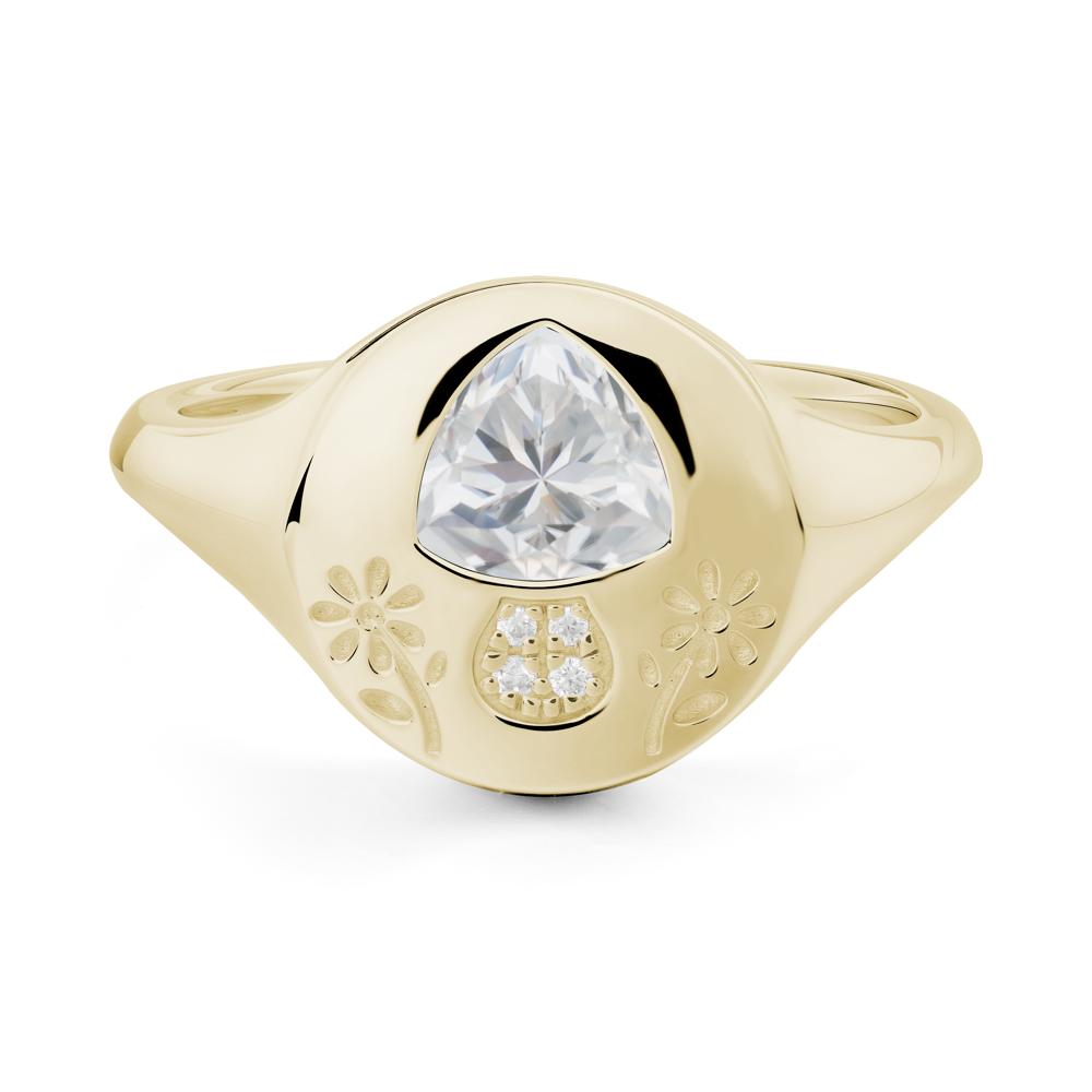 Bezel Set Cubic Zirconia Signet Ring - LUO Jewelry #metal_14k yellow gold
