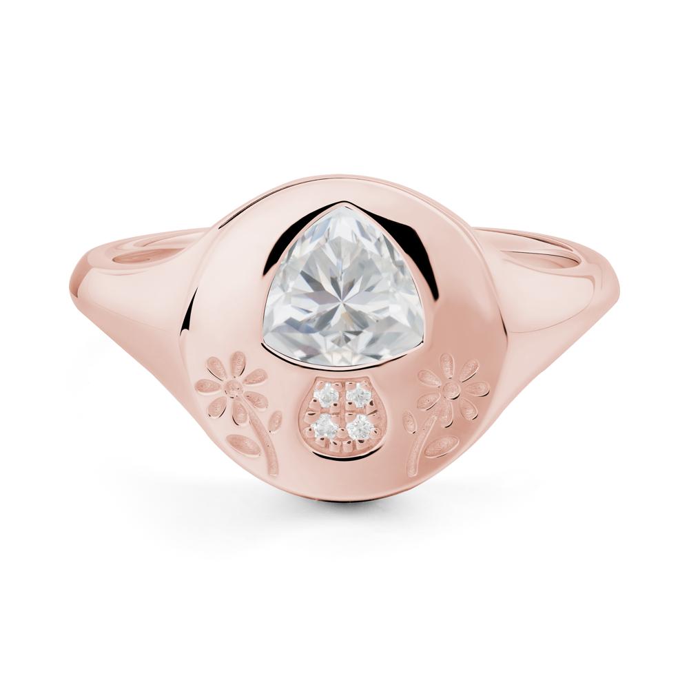 Bezel Set Cubic Zirconia Signet Ring - LUO Jewelry #metal_18k rose gold