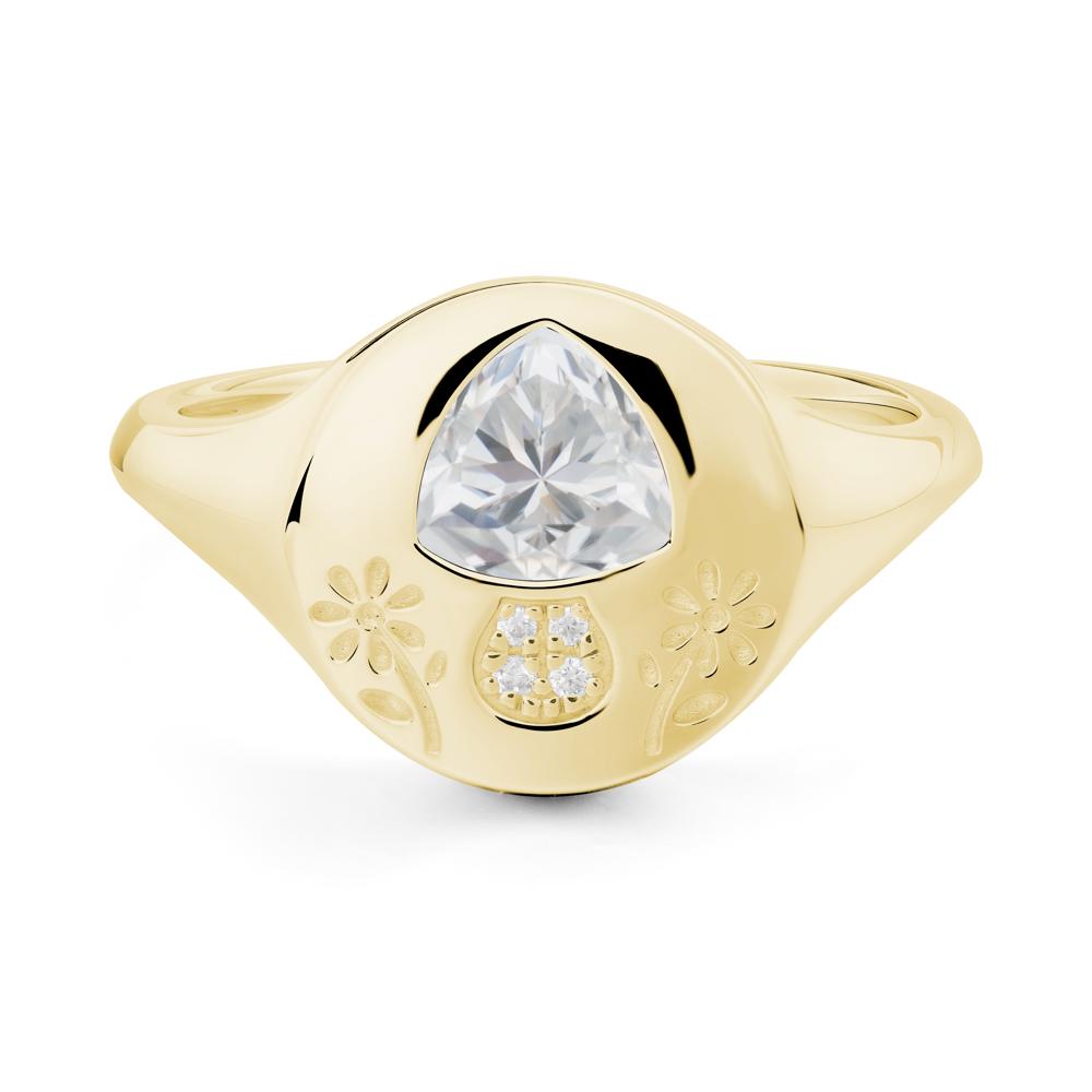 Bezel Set Cubic Zirconia Signet Ring - LUO Jewelry #metal_18k yellow gold