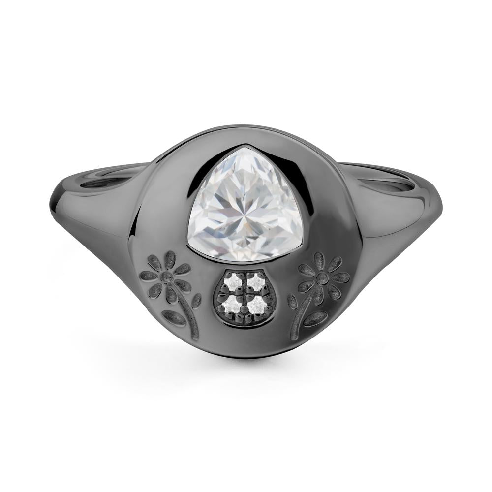 Bezel Set Cubic Zirconia Signet Ring - LUO Jewelry #metal_black finish sterling silver
