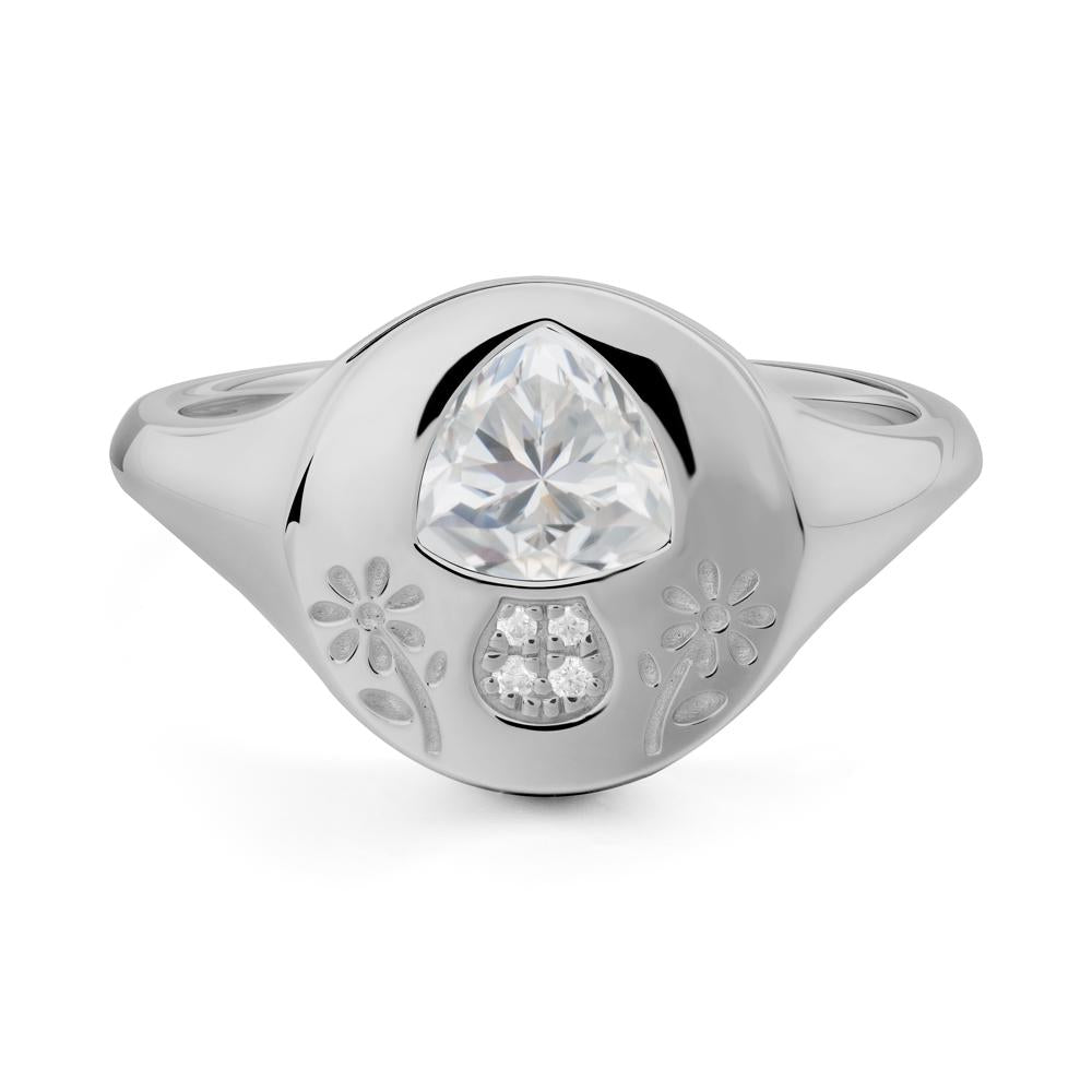 Bezel Set Cubic Zirconia Signet Ring - LUO Jewelry #metal_platinum