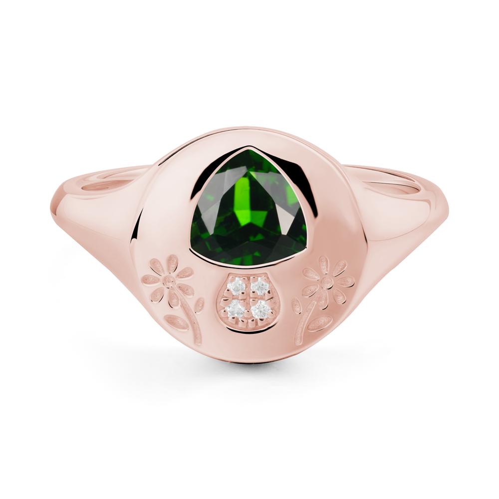 Signet Trillion Cut Diopside Ring - LUO Jewelry #metal_18k rose gold