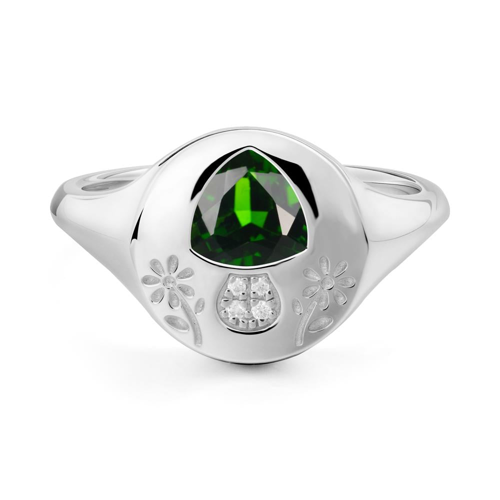 Signet Trillion Cut Diopside Ring - LUO Jewelry #metal_18k white gold