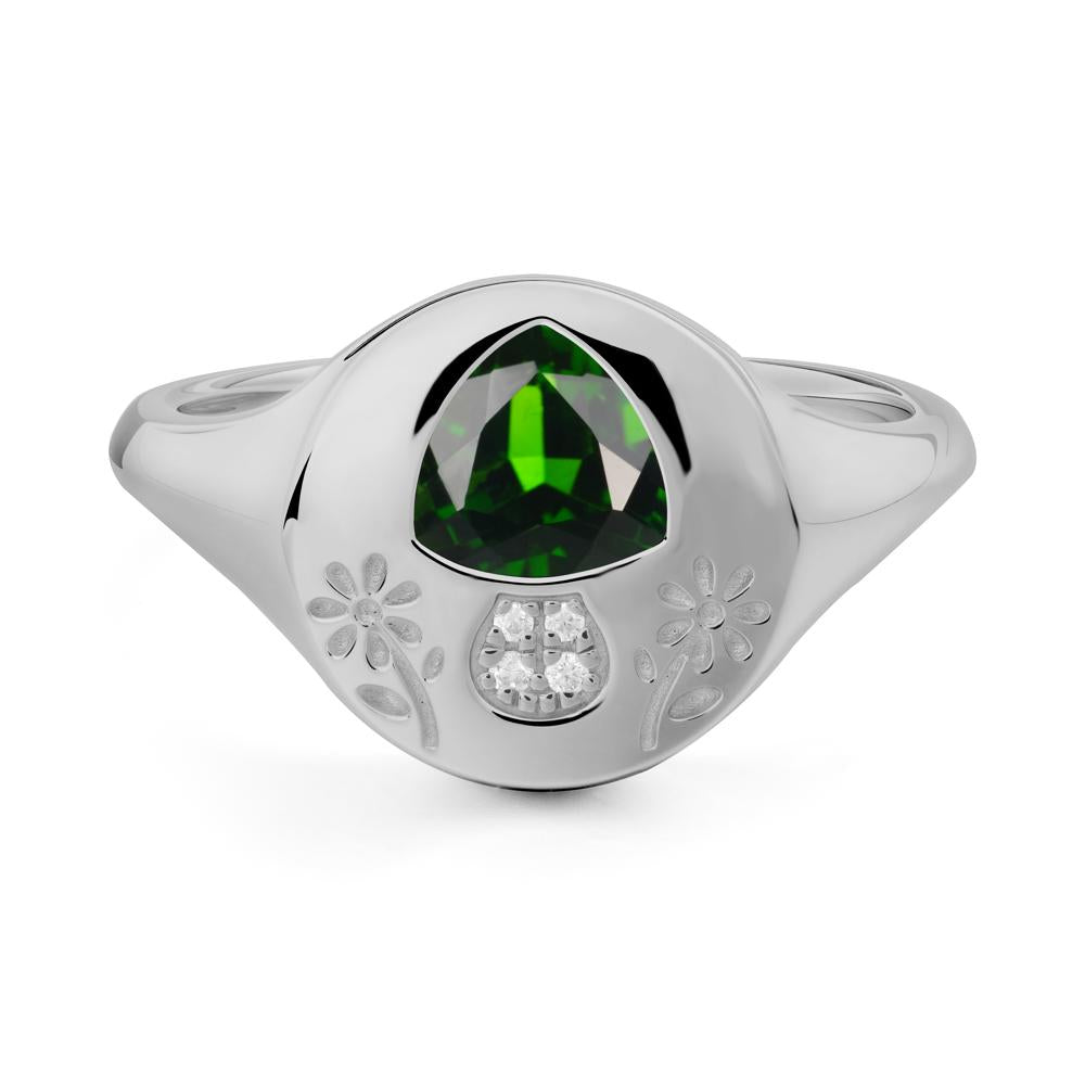 Signet Trillion Cut Diopside Ring - LUO Jewelry #metal_platinum