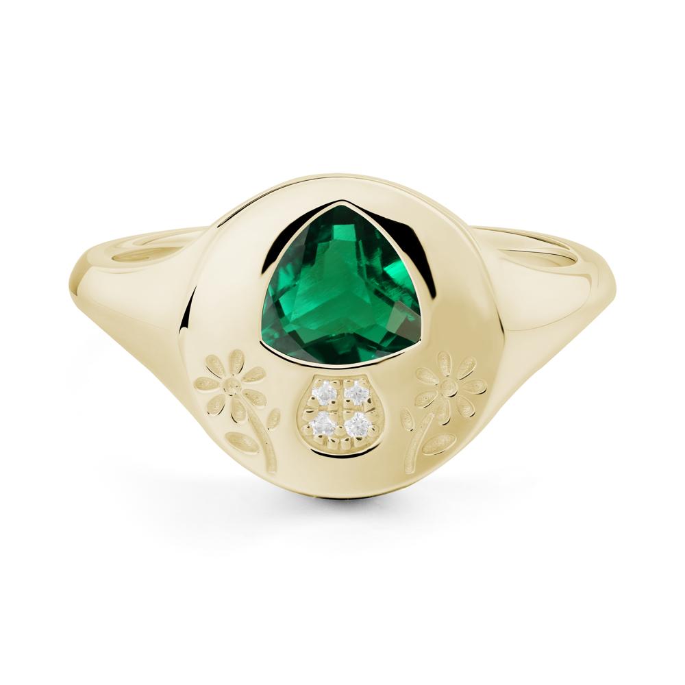 Bezel Set Emerald Signet Ring - LUO Jewelry #metal_14k yellow gold