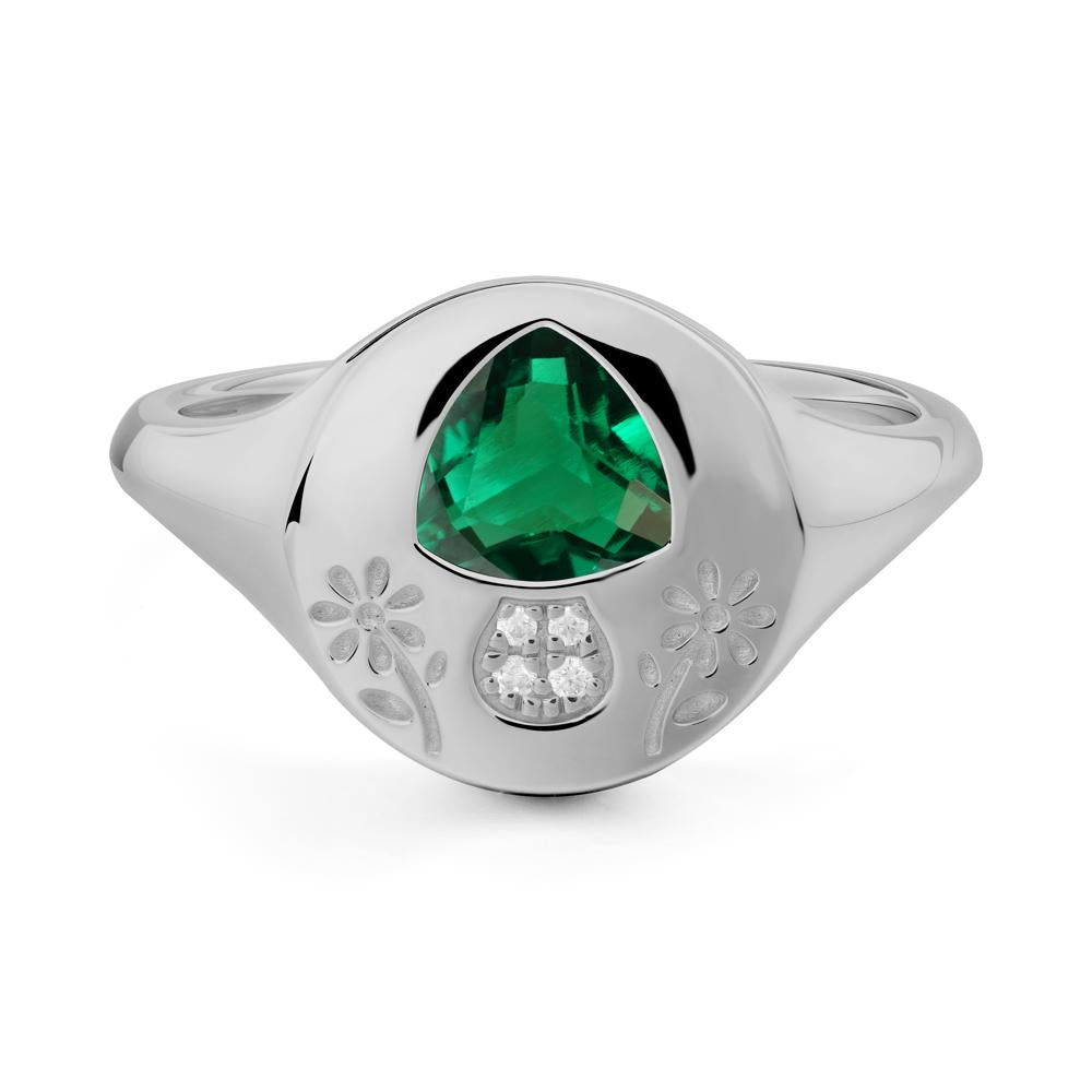 Bezel Set Emerald Signet Ring - LUO Jewelry #metal_platinum