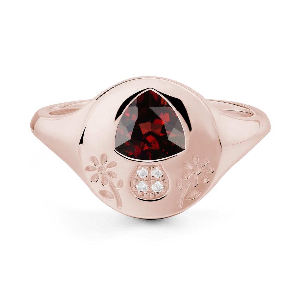 Signet Trillion Cut Garnet Ring - LUO Jewelry #metal_14k rose gold