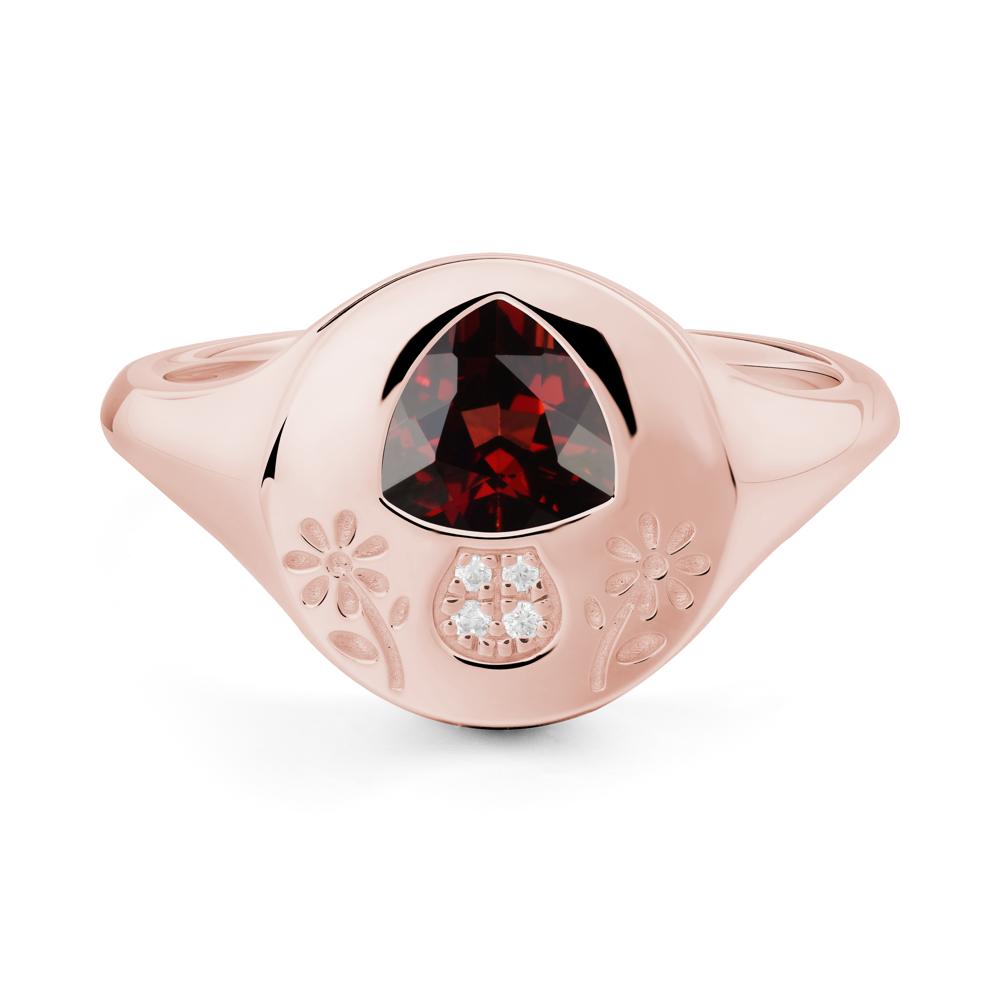 Signet Trillion Cut Garnet Ring - LUO Jewelry #metal_18k rose gold