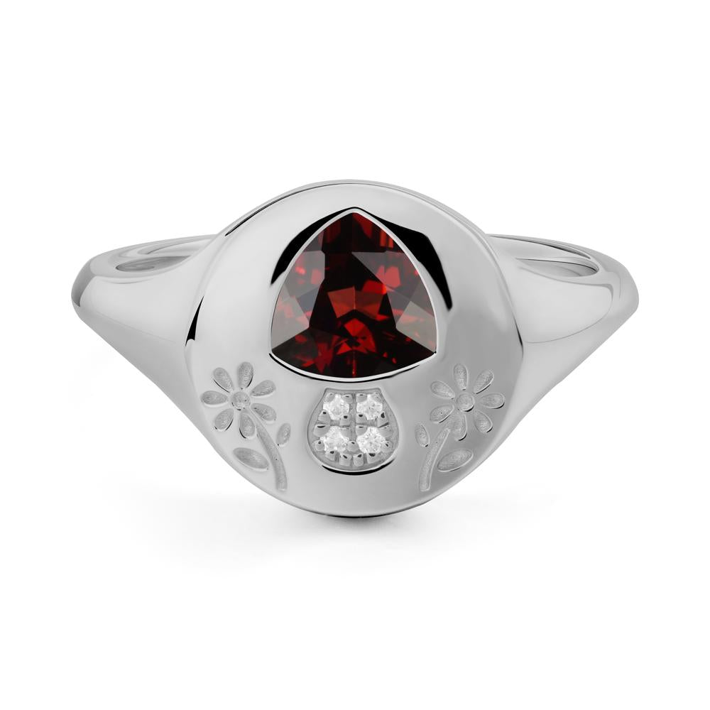 Signet Trillion Cut Garnet Ring - LUO Jewelry #metal_platinum