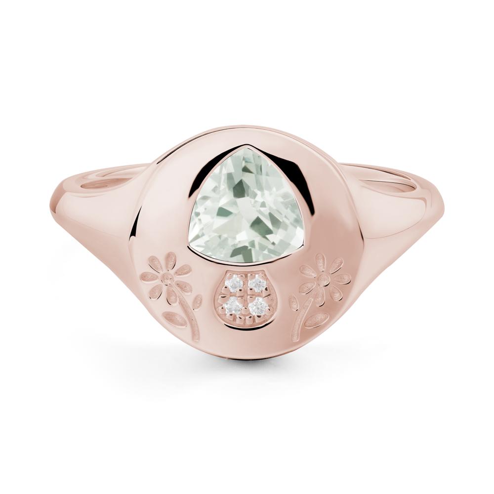 Bezel Set Green Amethyst Signet Ring - LUO Jewelry #metal_14k rose gold