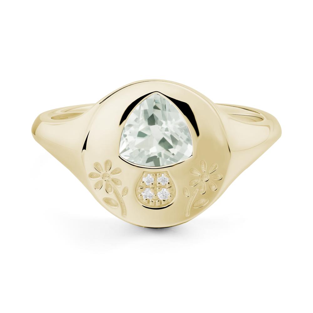 Bezel Set Green Amethyst Signet Ring - LUO Jewelry #metal_14k yellow gold