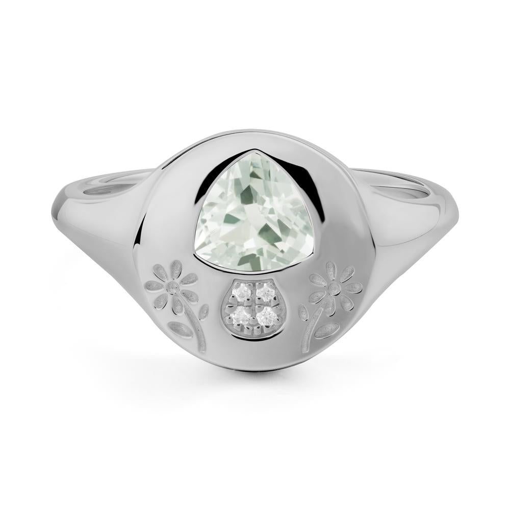 Bezel Set Green Amethyst Signet Ring - LUO Jewelry #metal_platinum