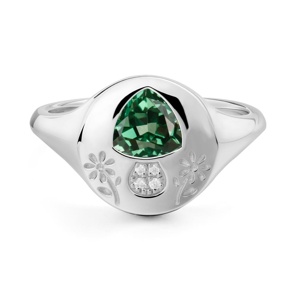 Trillion Cut Green Sapphire Signet Ring - LUO Jewelry #metal_14k white gold