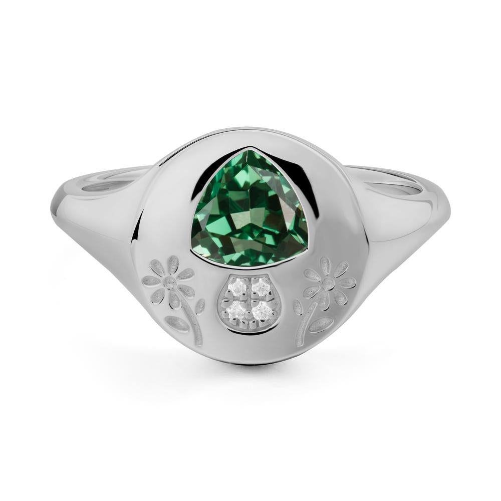 Trillion Cut Green Sapphire Signet Ring - LUO Jewelry #metal_platinum