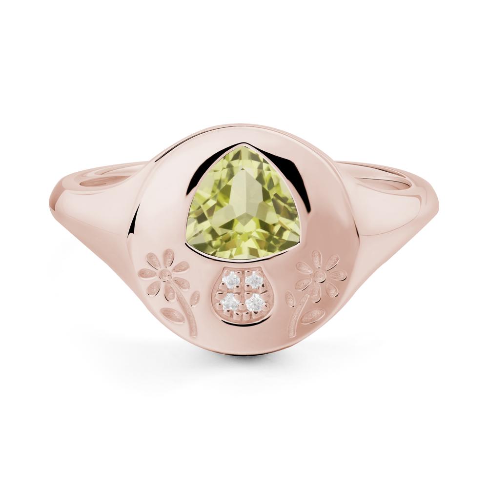 Bezel Set Lemon Quartz Signet Ring - LUO Jewelry #metal_14k rose gold
