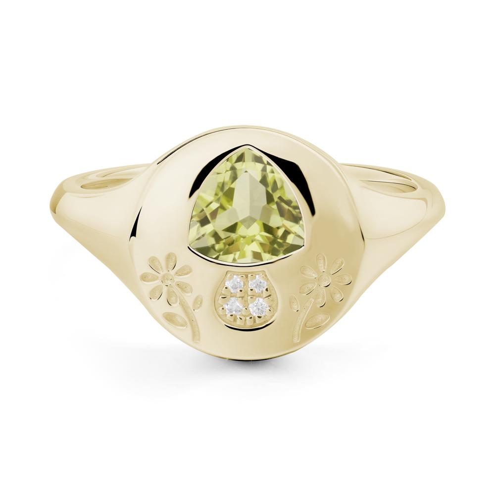 Bezel Set Lemon Quartz Signet Ring - LUO Jewelry #metal_14k yellow gold