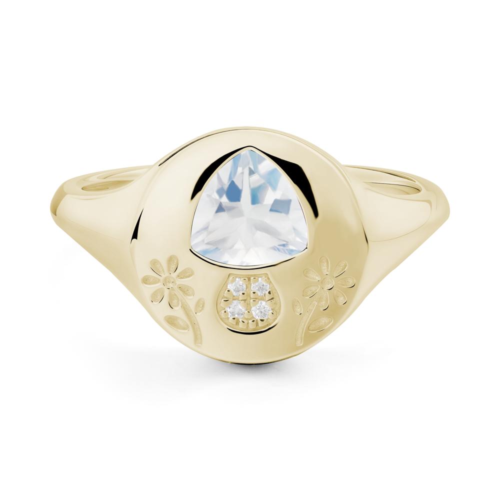 Trillion Cut Moonstone Signet Ring - LUO Jewelry #metal_14k yellow gold