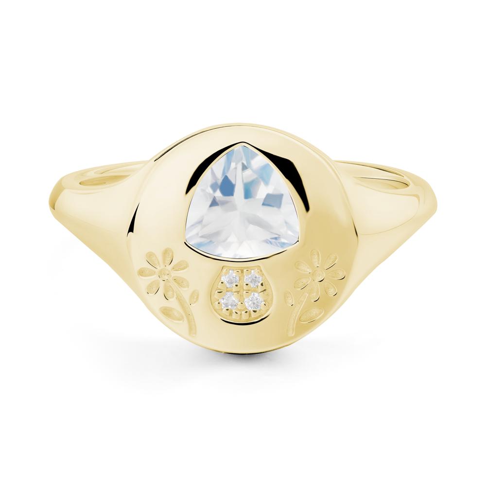 Trillion Cut Moonstone Signet Ring - LUO Jewelry #metal_18k yellow gold