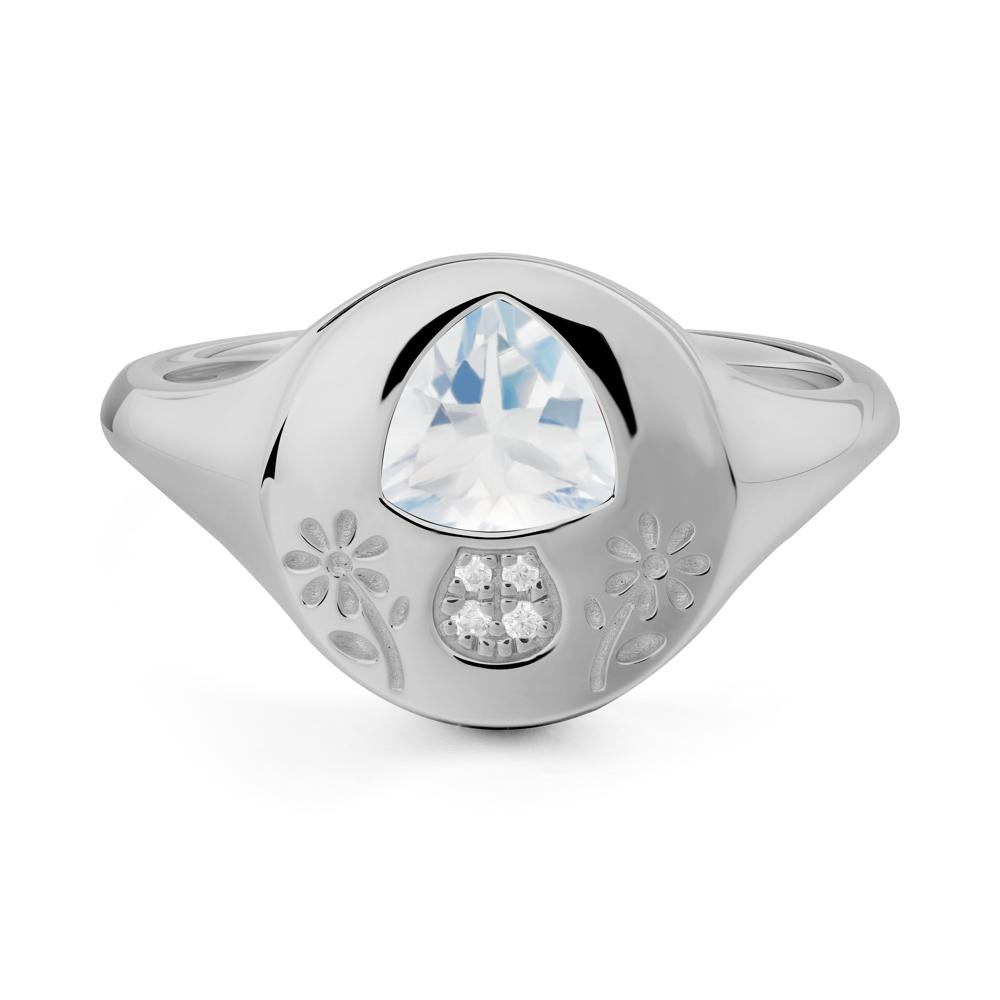 Trillion Cut Moonstone Signet Ring - LUO Jewelry #metal_platinum