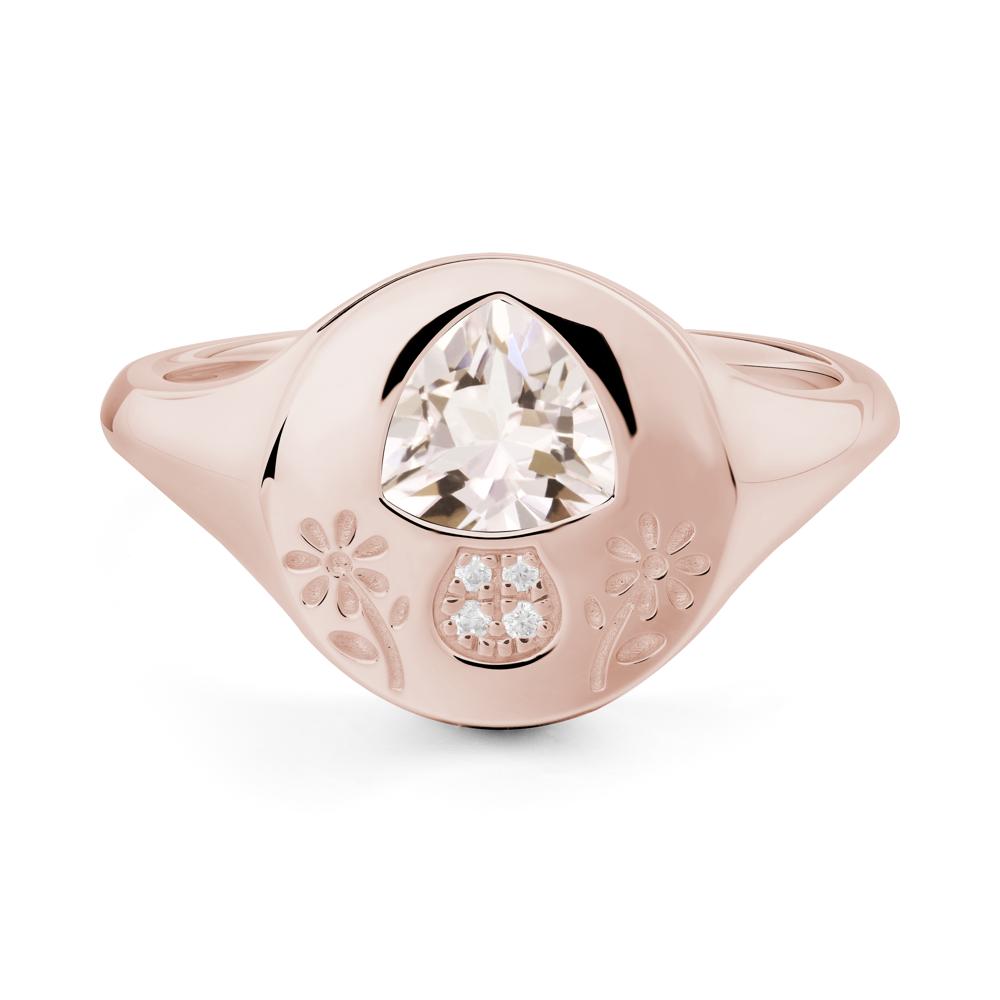 Trillion Cut Morganite Signet Ring - LUO Jewelry #metal_14k rose gold