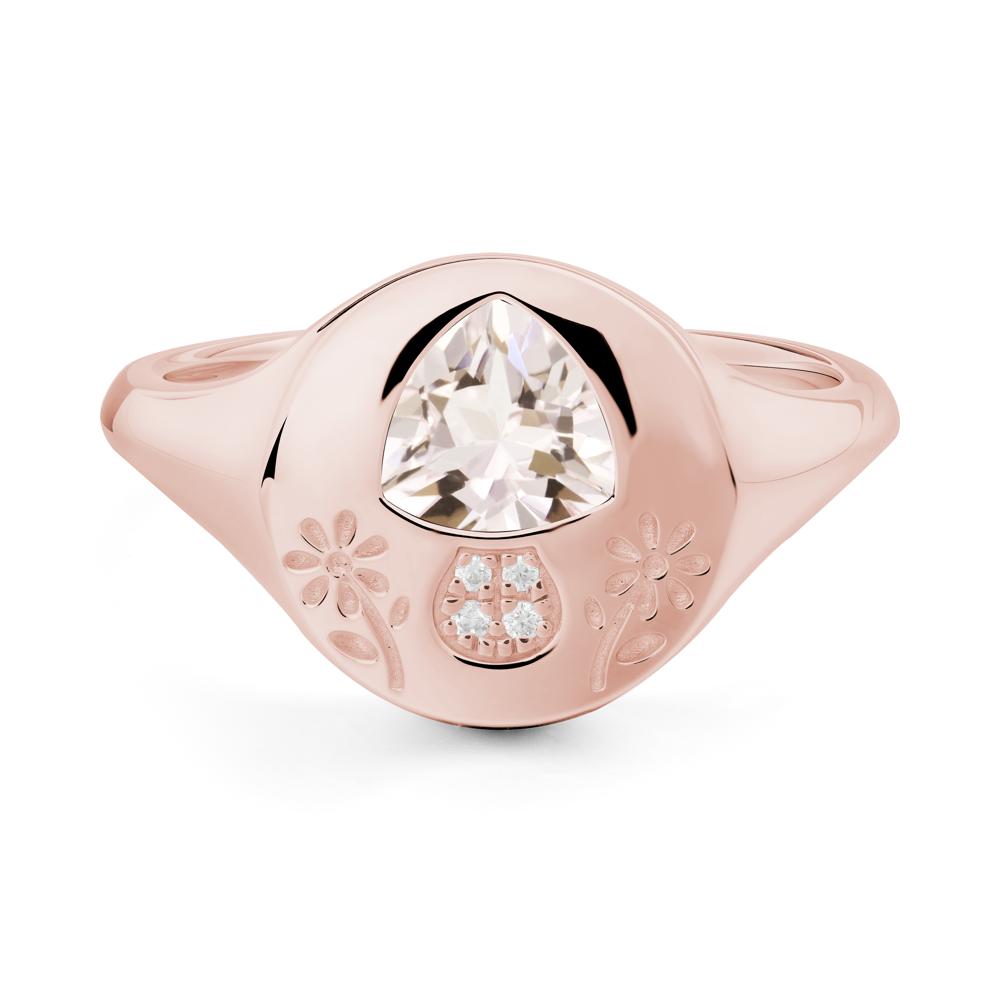 Trillion Cut Morganite Signet Ring - LUO Jewelry #metal_18k rose gold