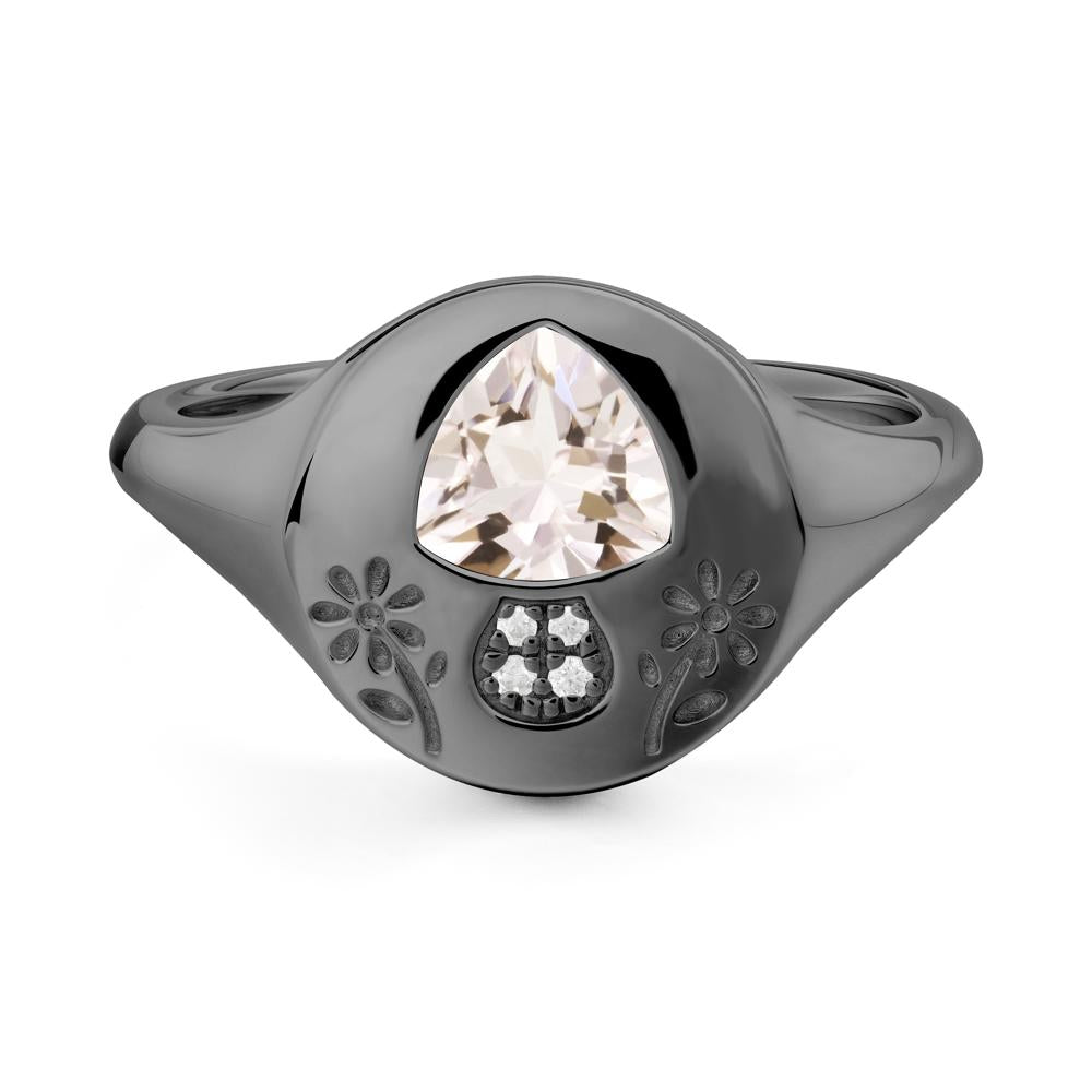 Trillion Cut Morganite Signet Ring - LUO Jewelry #metal_black finish sterling silver