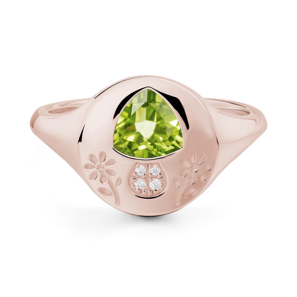 Bezel Set Peridot Signet Ring - LUO Jewelry #metal_14k rose gold