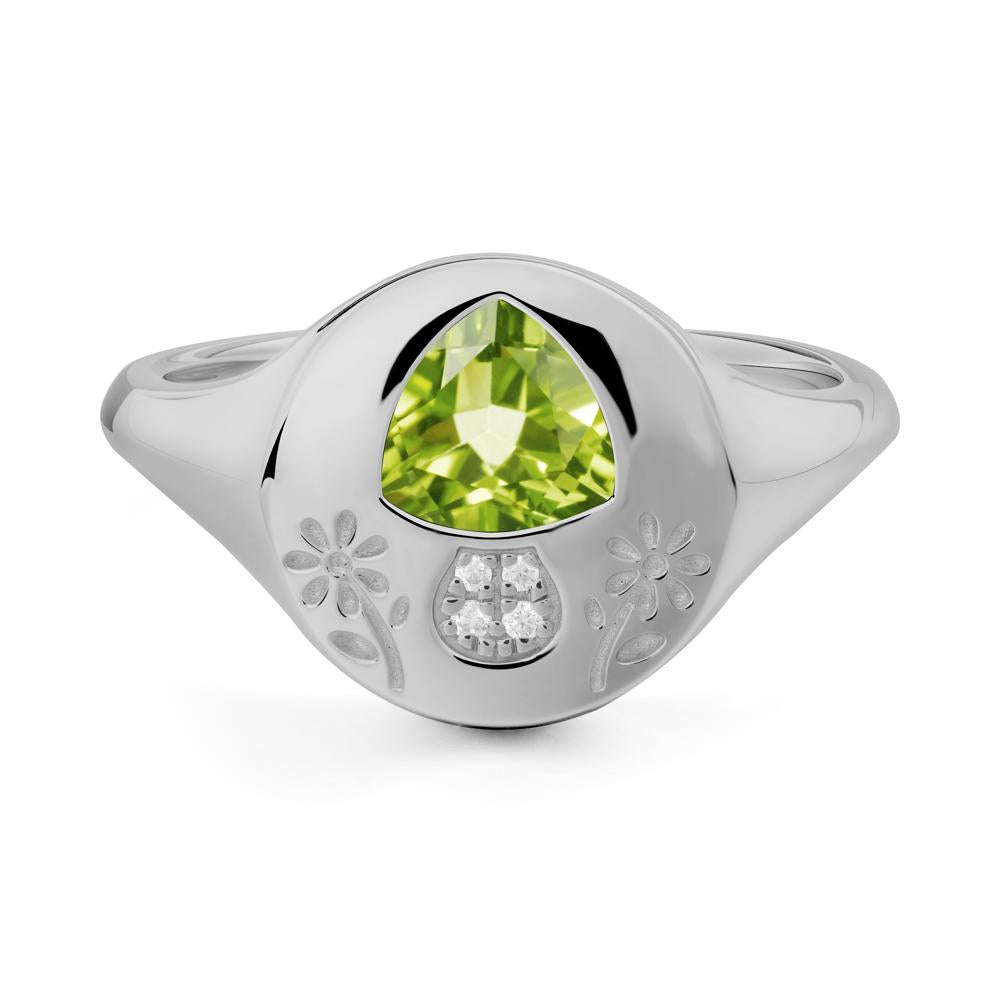Bezel Set Peridot Signet Ring - LUO Jewelry #metal_platinum