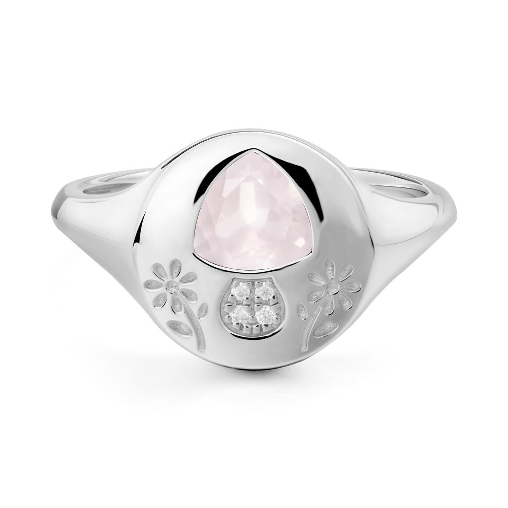 Trillion Cut Rose Quartz Signet Ring - LUO Jewelry #metal_sterling silver