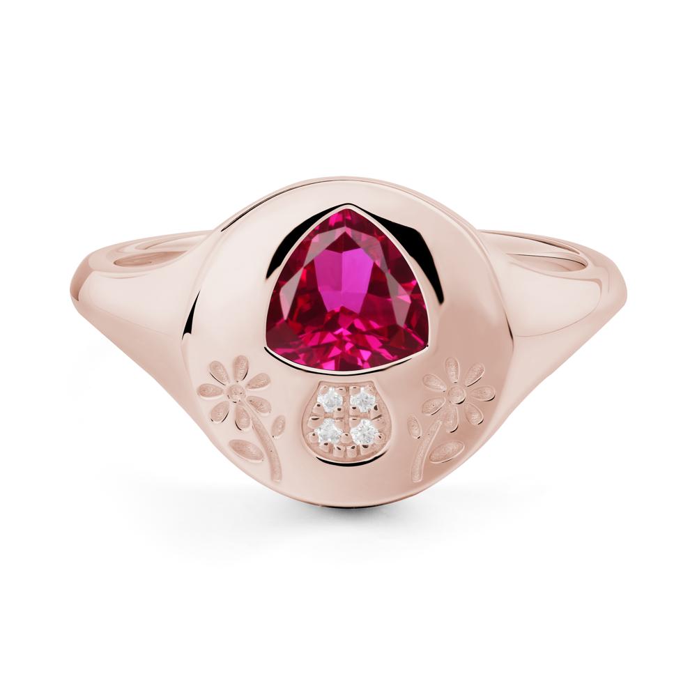 Bezel Set Ruby Signet Ring - LUO Jewelry #metal_14k rose gold