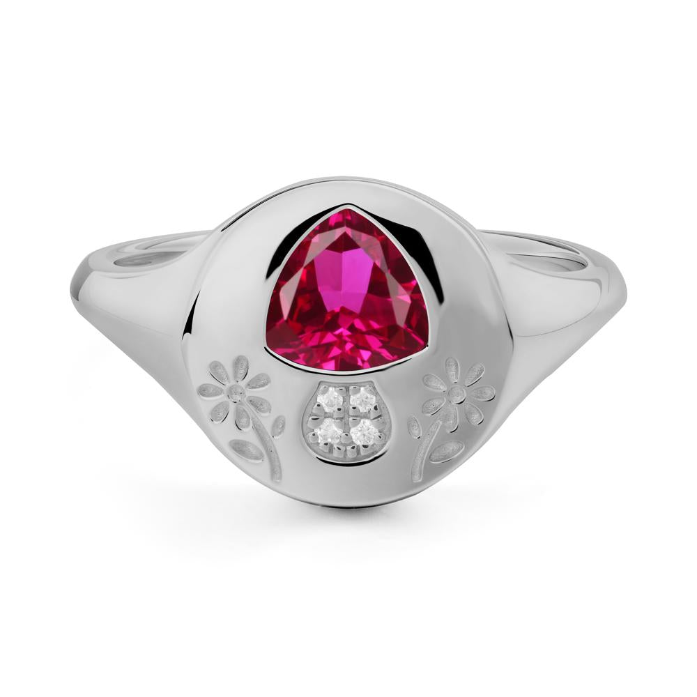 Bezel Set Ruby Signet Ring - LUO Jewelry #metal_platinum