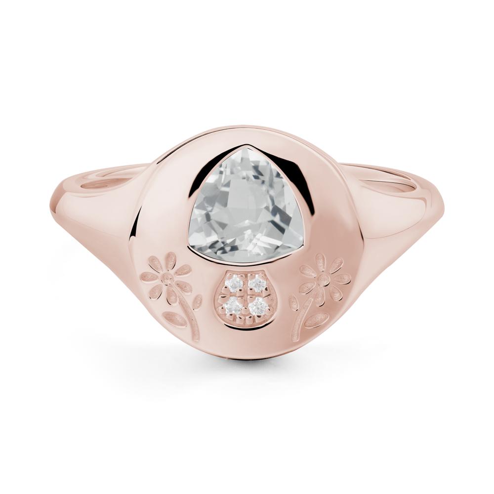 Signet Trillion Cut White Topaz Ring - LUO Jewelry #metal_14k rose gold