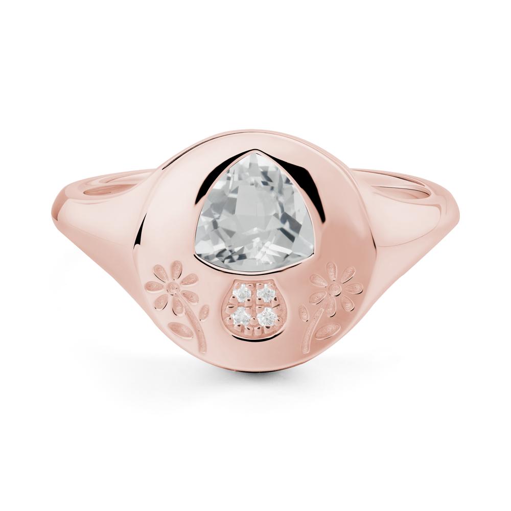 Signet Trillion Cut White Topaz Ring - LUO Jewelry #metal_18k rose gold