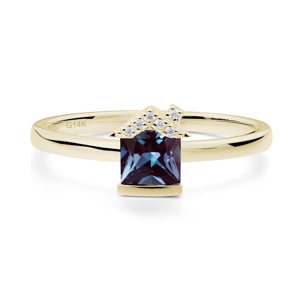Creative Princess Cut Alexandrite Ring - LUO Jewelry #metal_14k yellow gold
