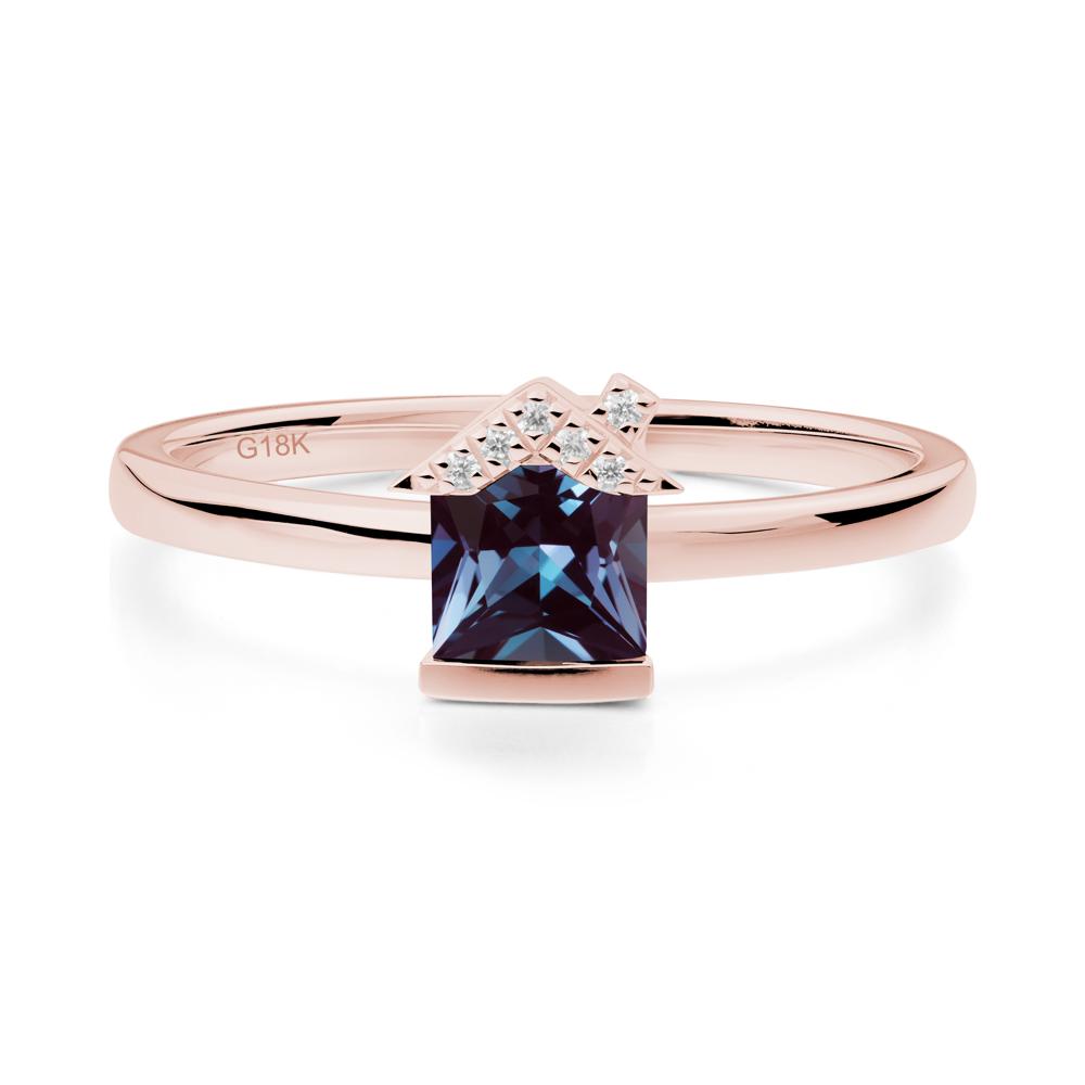 Creative Princess Cut Alexandrite Ring - LUO Jewelry #metal_18k rose gold