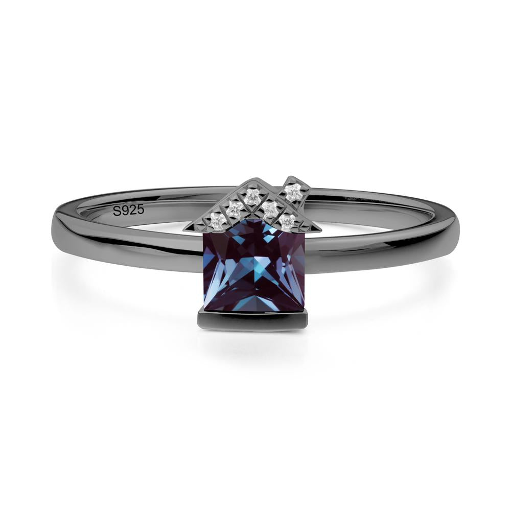 Creative Princess Cut Alexandrite Ring - LUO Jewelry #metal_black finish sterling silver