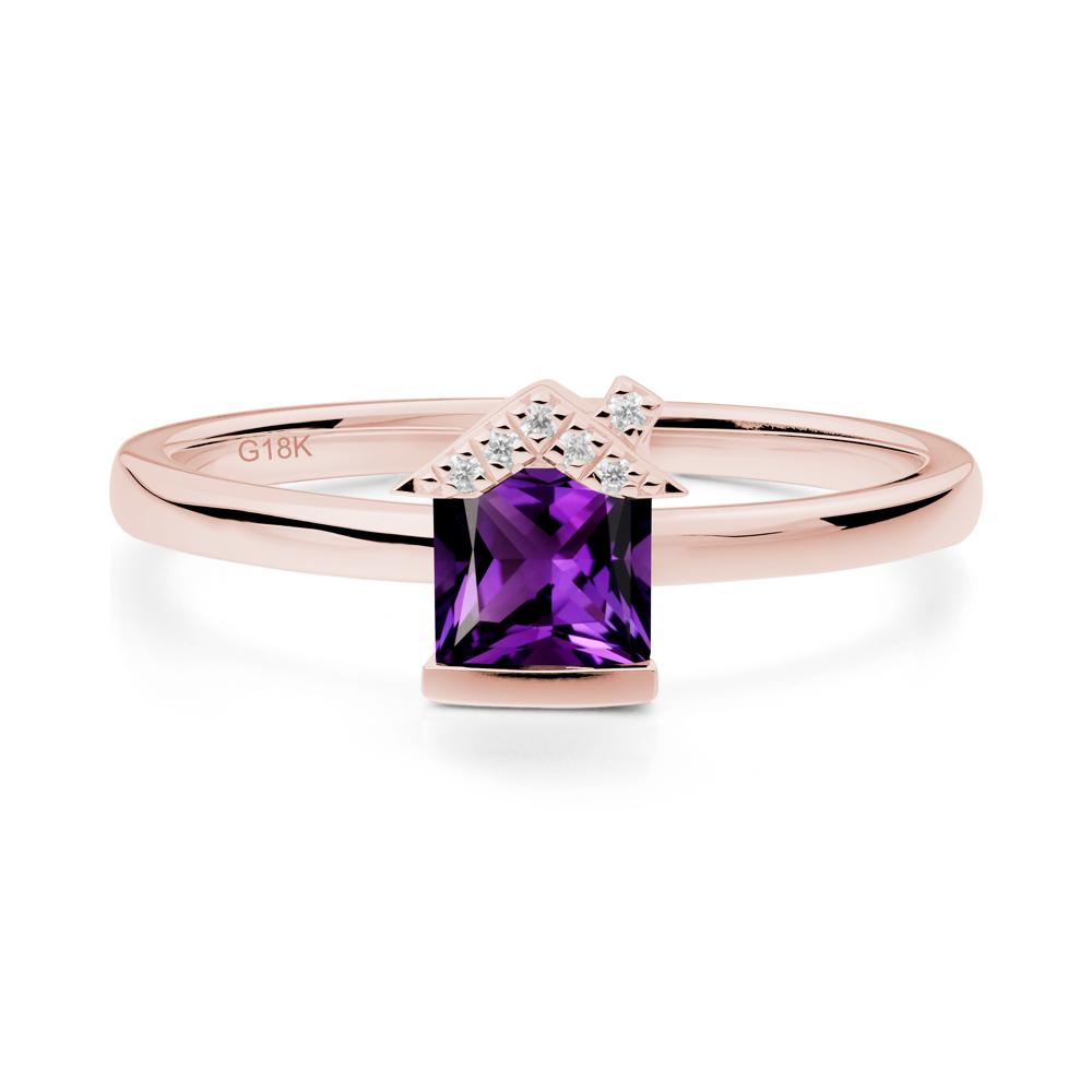 Creative Princess Cut Amethyst Ring - LUO Jewelry #metal_18k rose gold