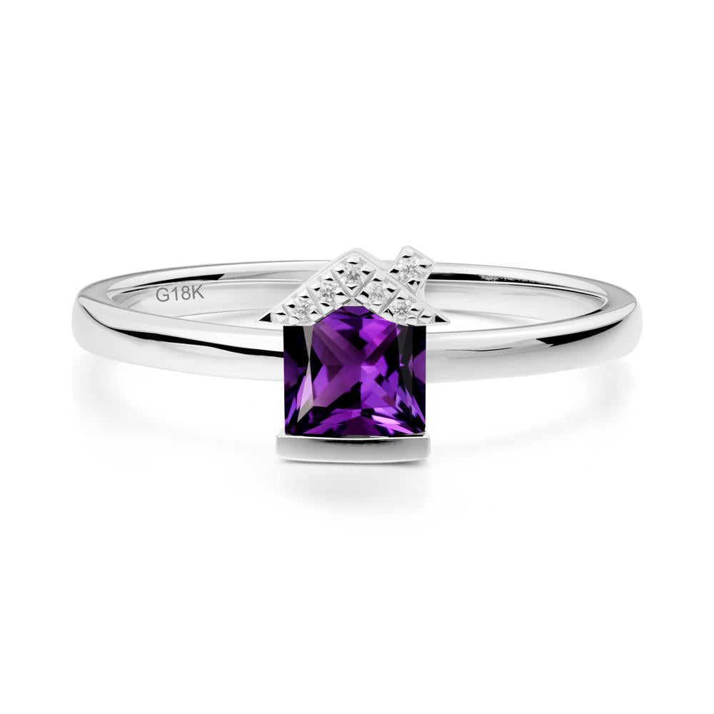 Creative Princess Cut Amethyst Ring - LUO Jewelry #metal_18k white gold