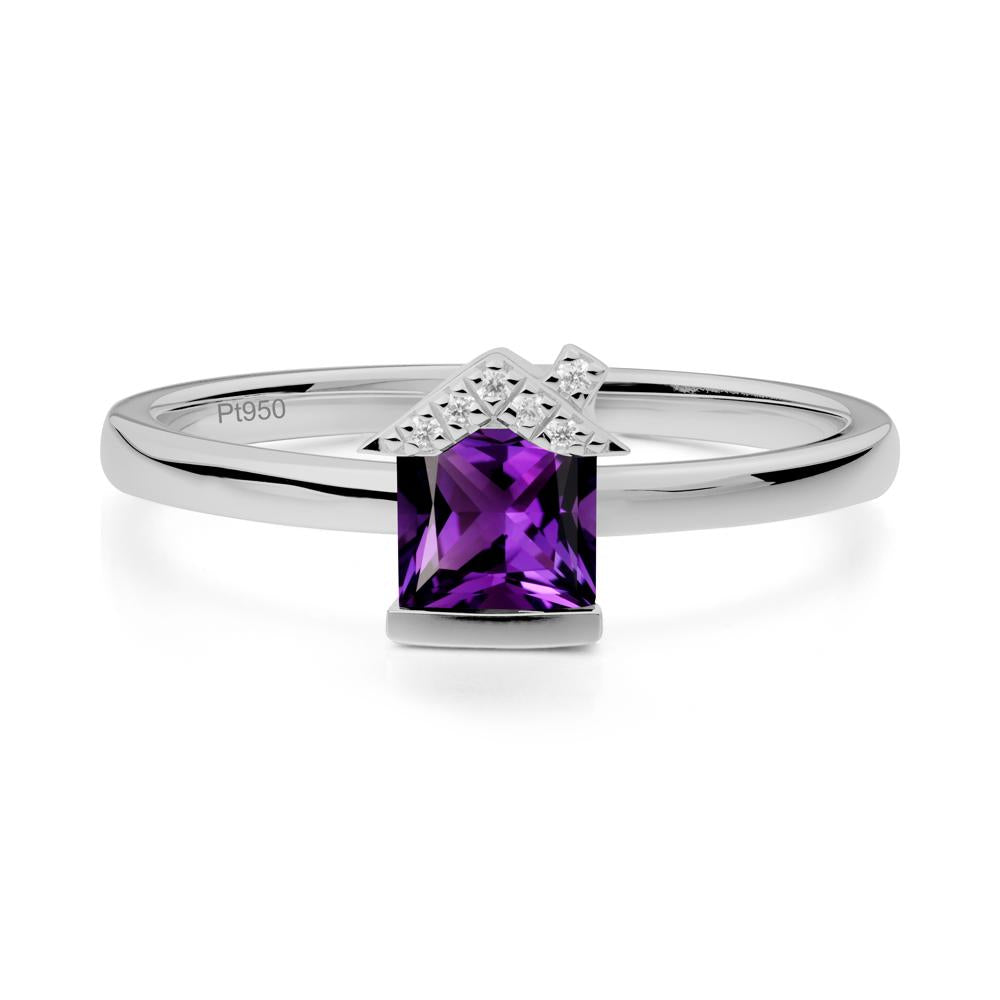 Creative Princess Cut Amethyst Ring - LUO Jewelry #metal_platinum
