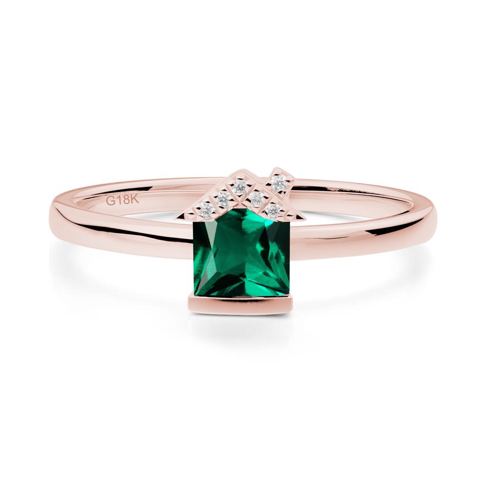 Bezel Set Princess Cut Emerald Ring - LUO Jewelry #metal_18k rose gold